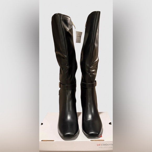 NEW! Liz Claiborne Black Hemlock Leather Boots - Size 10M - Picture 2 of 8